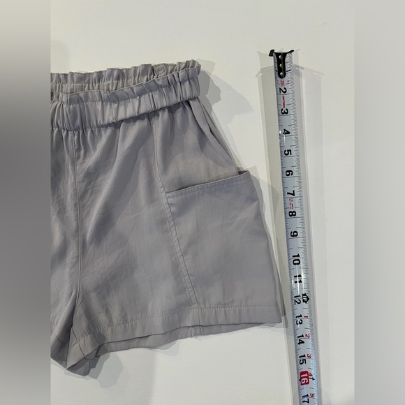 BBDakota Paper Bag High Waist Cargo Utility Light Grey Medium Shorts Wide Pocket - Picture 2 of 10